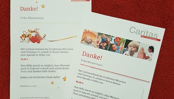 Dankesbriefe von Ereignisspenden an die Caritas | © Caritasverband München